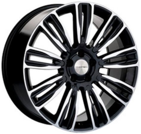 Khomen KHW2004 (Velar) 8.5x20 5*108 ET45 DIA63.4 Черный полностью полированный
