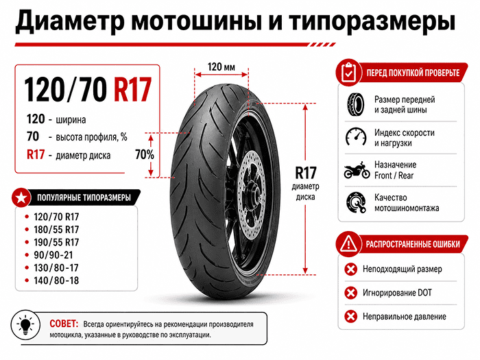 Типоразмеры резины для мотоцикла